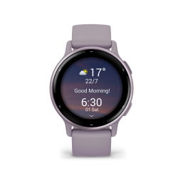 Garmin Vivoactive 5 Metallic Orchid Aluminum Bezel with Orchid Case and Silicone Band