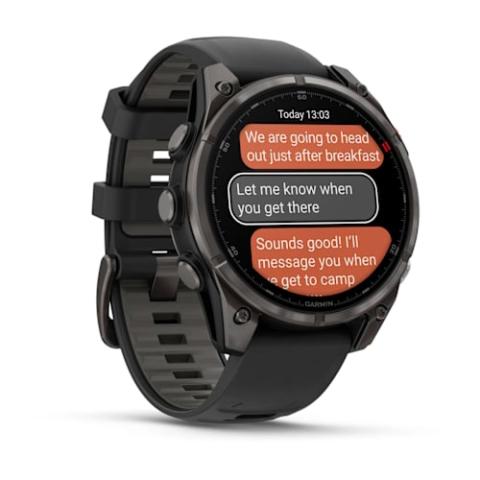 Fenix 8 Pro – 47 mm, AMOLED Sapphire, Carbon grey DLC titanium with Black/pebble grey silicone band