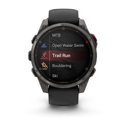 Fenix 8 Pro – 47 mm, AMOLED Sapphire, Carbon grey DLC titanium with Black/pebble grey silicone band