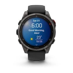 Fenix 8 Pro – 47 mm, AMOLED Sapphire, Carbon grey DLC titanium with Black/pebble grey silicone band