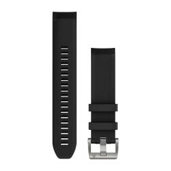 QuickFit 22 Watch Bands Black Silicone Strap (Silver)