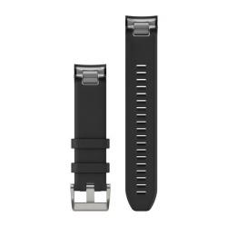 QuickFit 22 Watch Bands Black Silicone Strap (Silver)